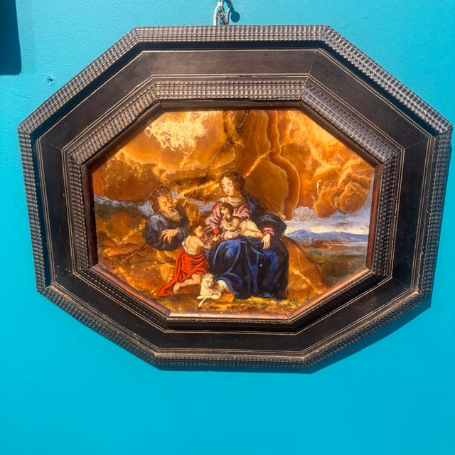 Unknown, Depicting the Holy Family with St. John offering a fruit to Baby Jesus, 1700, Onyx For Sale - Image 12 of 12