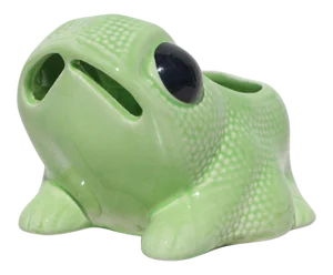 Vintage Green Hobnail Frog Planter in the Style of Jean Roger