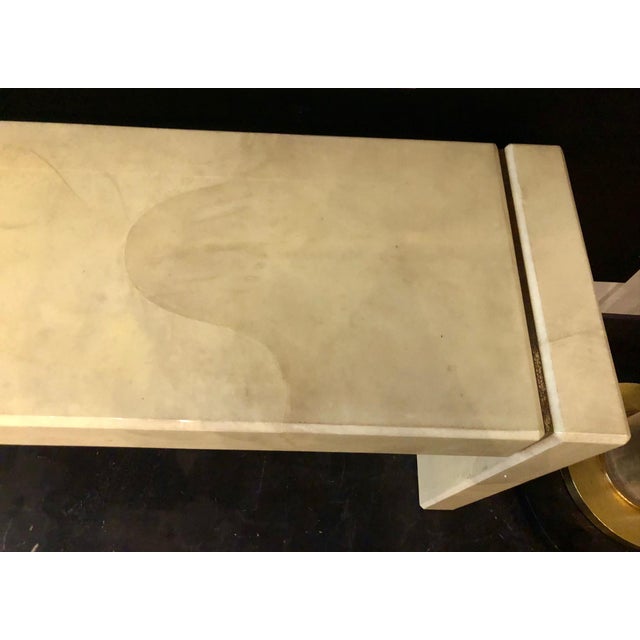 Wood Parchment Console Table in the style of Karl Springer, 1970s For Sale - Image 7 of 8