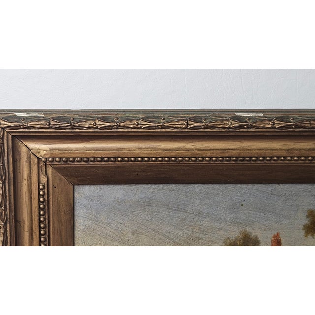 Antique Signed Pastoral Landscape Oil Painting - Signed by J.Lavnu For Sale In Miami - Image 6 of 14