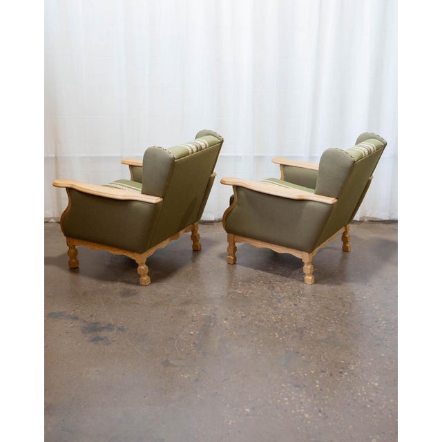 Pair of Attributed to Henning Kjærnulf Danish Oak Lounge Chairs With Ottoman, C. 1960s For Sale - Image 16 of 18