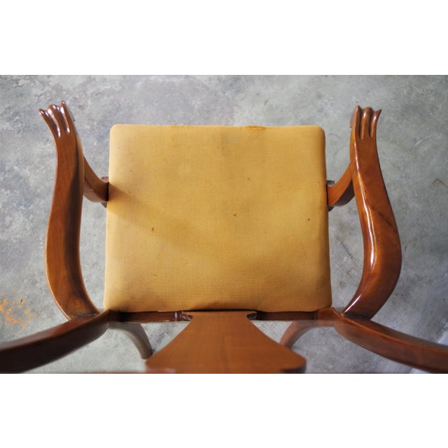 Queen Anne Style Mahogany & Leather Armchair, 1970s For Sale - Image 6 of 14