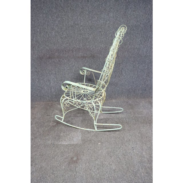 Victorian Victorian Iron Peacock Style Rocking Chair For Sale - Image 3 of 8