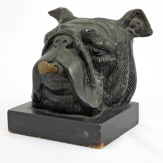 Pair of British Bulldog Churchill Bookends Smoking Cigar - 1940's For Sale - Image 10 of 14