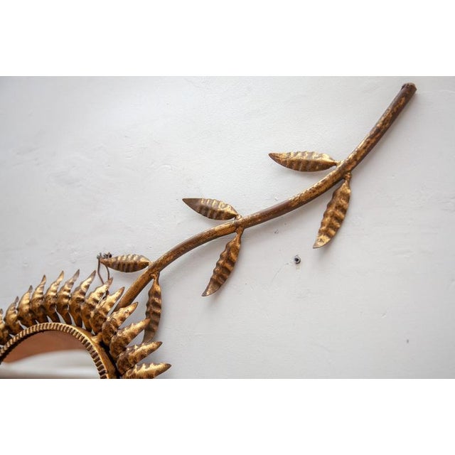 1950s Mid-Century Modern Hand-Crafted Copper and Wood Sunburst Mirror, 1950s For Sale - Image 5 of 10