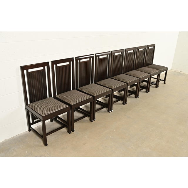 Frank Lloyd Wright for Cassina Arts & Crafts Dark Cherry Wood Dining Chairs, Set of Eight For Sale - Image 13 of 13