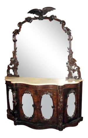 19th Century American Monumental Mirrored Mahogany Sideboard With Carved Eagle