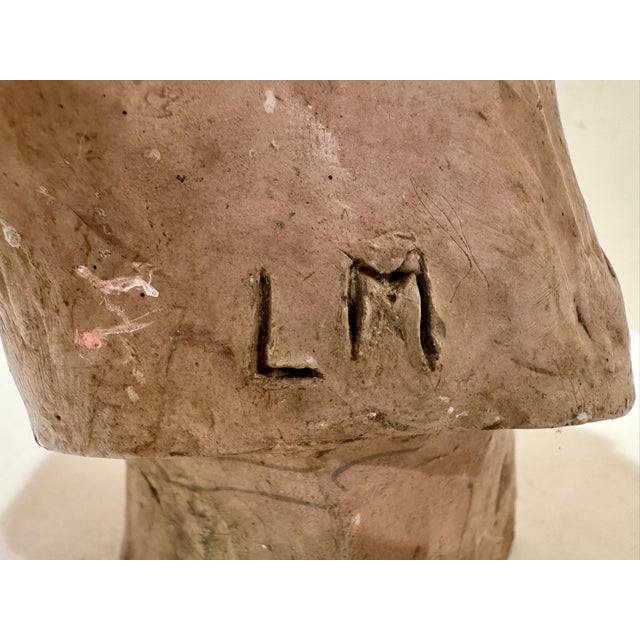 1960s Larry Mohr Painted Plaster Terrac Bust Sculpture Signed From Artist Estate For Sale - Image 10 of 11