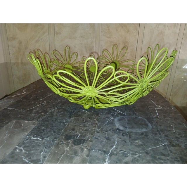 Mid-Century Modern Vintage Daisy Heavy Wire Basket For Sale - Image 3 of 6