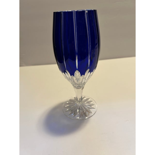 Early 21st Century Ajka Castille Cobalt Blue Iced Beverage Crystal Goblets- Set of 4 For Sale - Image 5 of 12