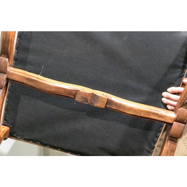 Early 20th Century Antique Louis XIV Style Leather Upholstered Armchair For Sale - Image 5 of 6