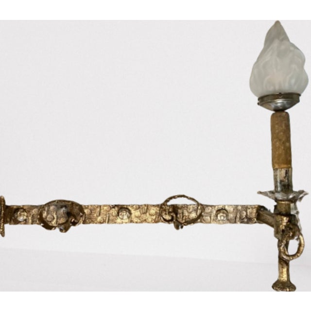 Brutalist Vintage Wrought Iron Torch Light, 1960 For Sale - Image 3 of 7
