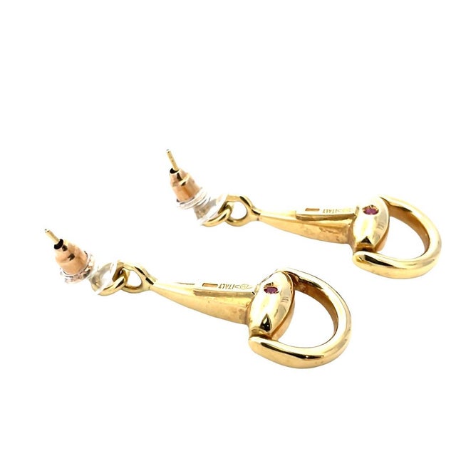 Gold Roberto Coin 18k Yellow Gold Horsebit Drop Earrings, A Pair For Sale - Image 8 of 9