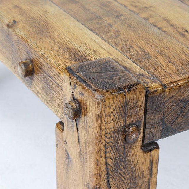 Brutalist Mid-Century Brutalist Rustic Coffee Table in Oak For Sale - Image 3 of 11
