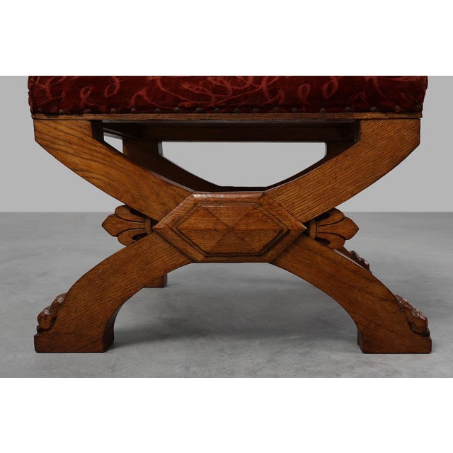 19th Century Gothic Revival Flemish Oak Footstool, Belgium For Sale - Image 6 of 15