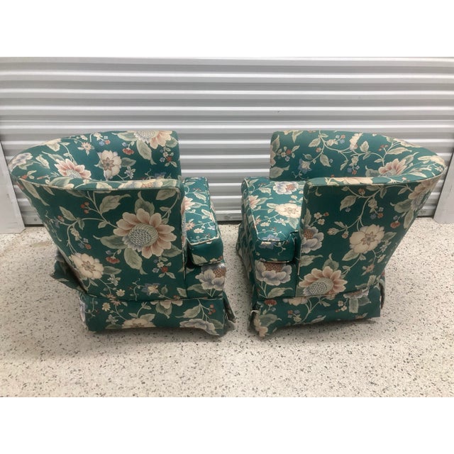 A lovely pair of vintage mid-late 20th century club chairs by Drexel Heritage. Retaining the original manufacturer’s...