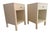 Pair of "Maris" nighstands. Belgian linen wrapped off white with top drawer and brass pull. By Made Goods. From a designer...