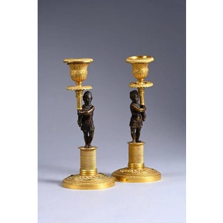 Pair of Nubian candlesticks, early 19th century, Directoire period For Sale