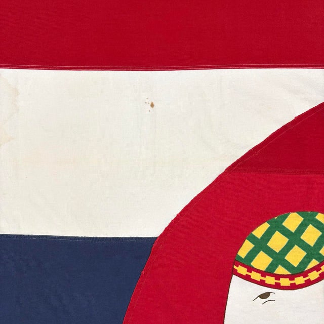 Oversize Vintage Cotton Royal Thai Navy Flag With White Elephant, Naval Ensign of Thailand For Sale - Image 4 of 8
