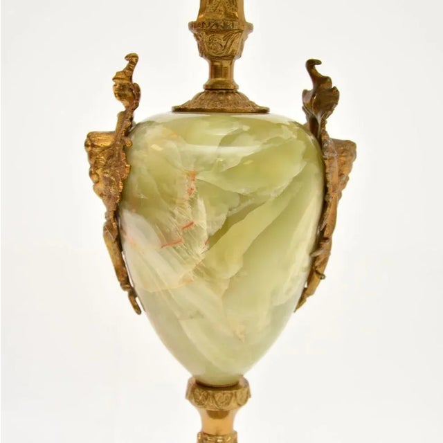 1930s Large Vintage French Onyx & Gilt Metal Table Lamp, 1930s For Sale - Image 5 of 9
