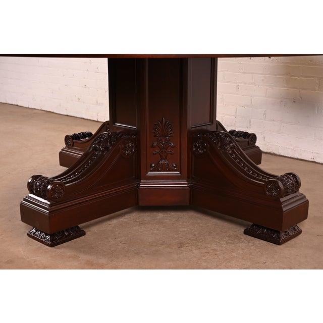 R. J. Horner Style Antique Victorian Carved Mahogany Pedestal Dining Table, Newly Refinished For Sale - Image 10 of 12