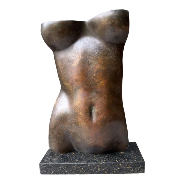 “Torso Marone Variation” Contemporary Abstract Sculpture, Cast Bronze, on Granite, by Gerald Siciliano For Sale