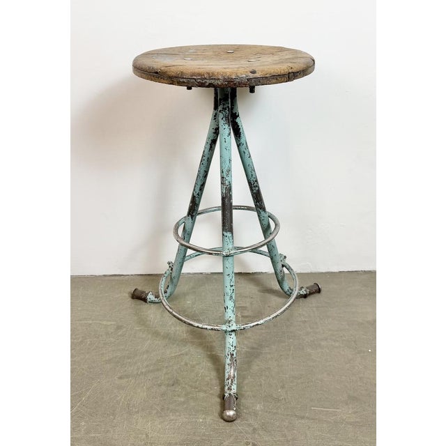 1960s Industrial Green Workshop Stool, 1960s For Sale - Image 5 of 18