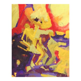 Contemporary Abstract Expressionist Yellow Red Purple Painting For Sale