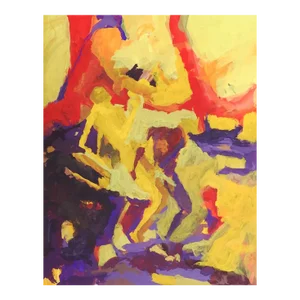 Contemporary Abstract Expressionist Yellow Red Purple Painting
