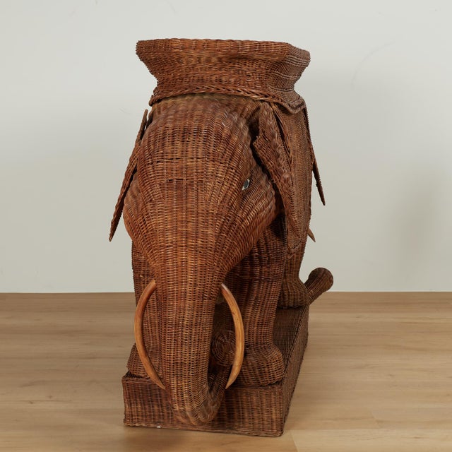 Vintage Italian Wicker Elephant Serving Bar For Sale - Image 16 of 18