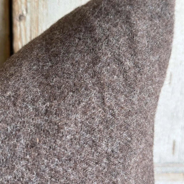 Custom Made Coco Brown Alpaca Wool Accent Pillow With Insert For Sale - Image 4 of 8