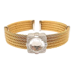 CHARRIOL 18K GOLD AND STEEL WIRE DIAMOND WHITE TOPAZ CELTIC BRACELET