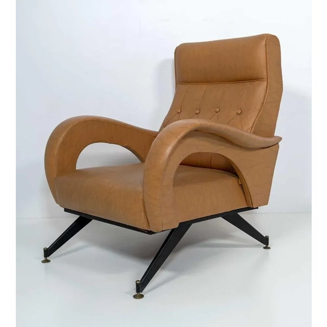 Mid-Century Modern Mid-Century Modern Leatherette Armchair in Marco Zanuso Style, Italy, 1970s For Sale - Image 3 of 9