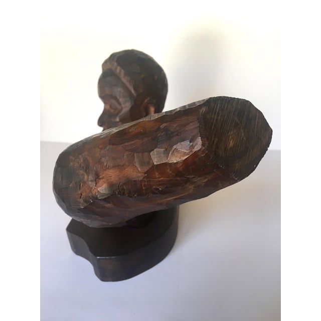 Brown Carved 2-Headed African Bust For Sale - Image 8 of 11