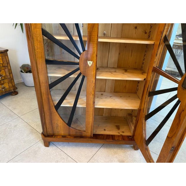 Wood Biedermeier Sun-Shaped Display Cabinet in Walnut For Sale - Image 7 of 12