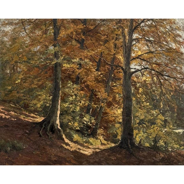 Beaux-Arts Framed Oil Painting on Canvas by Fernand Ley (1910-1973) 'Path in the Forest' For Sale - Image 3 of 17