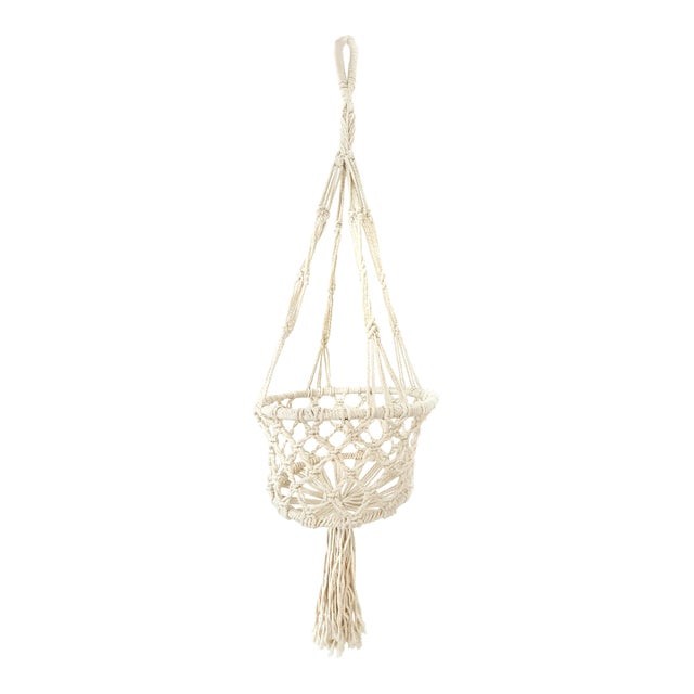 Mid Century Long, Chic Macramé Plant Hanger For Sale