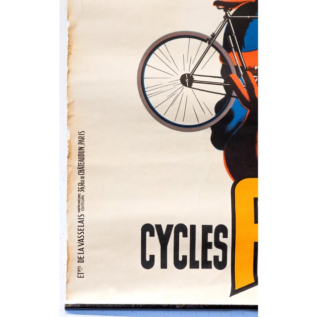 1937 French Bike Poster, Cycles Favor Motos (Original Metal Batons) For Sale - Image 6 of 7