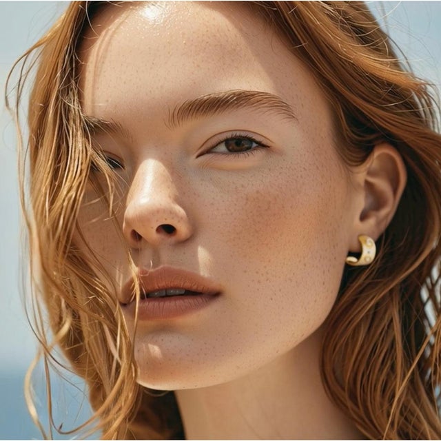 Metal Meme Gold Diamond Wide Huggie Earrings, 1/2" Round, A Pair For Sale - Image 7 of 8