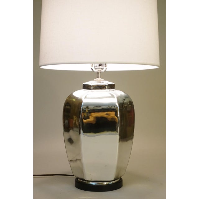 A unique and striking large Space Age Modern Sculptural Mercury Glass Ginger Jar form table lamp design circa 197o's. This...