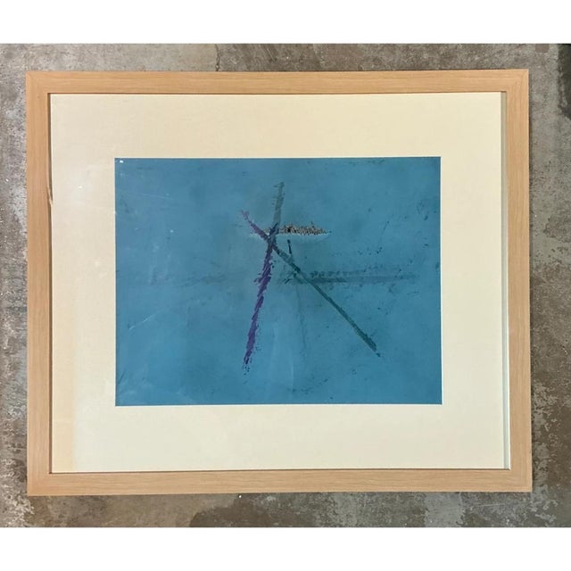 Late 20th Century Vintage Original Abstract Oil Paining on Paper For Sale - Image 5 of 12
