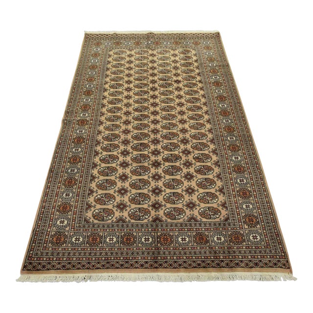 Bokhara Rug 5’2” X 8’1” Beige Wool Tribal Hand-Knotted Oriental Carpet For Sale