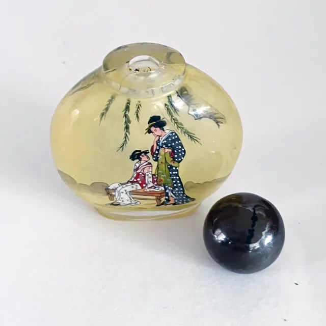 Antique Japanese Reverse Hand-Painted Flaçon Bottle For Sale - Image 9 of 9