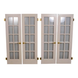 Set of 4 Solid Wood French Doors W. Baldwin Brass Hardware For Sale