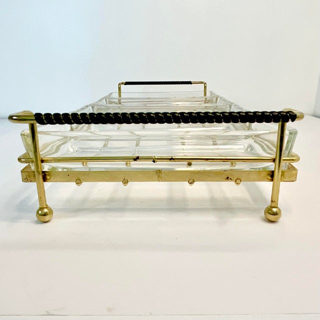 Mid-Century Modern Atomic Boho Chic 4-Part Relish Serving Dish With Caddy - 5 Piece Set For Sale - Image 6 of 9