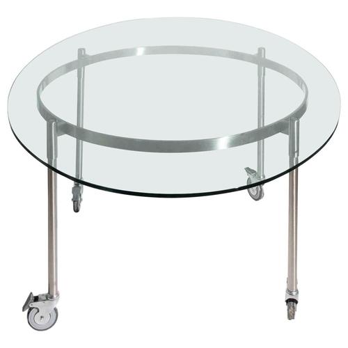 Metal Modernist Glass and Steel Occasional Table on Castors, Italy, 1970s For Sale - Image 7 of 7