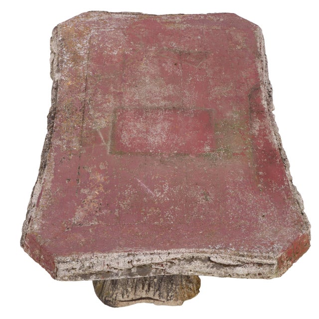 French A French or Italian Cast Stone Faux Bois Garden Table, C. 1950. For Sale - Image 3 of 5