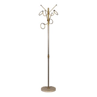 Vintage Italian Floor Coat Stand in Golden Brass, 1960s For Sale