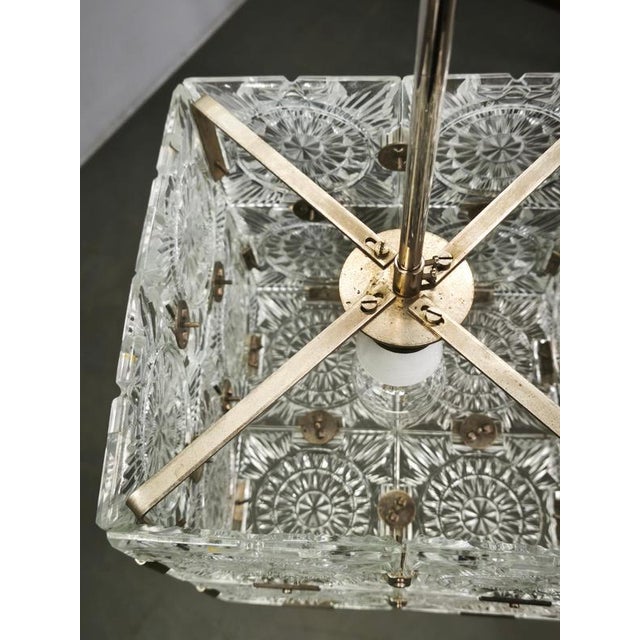 Czech Geometric Pressed Glass and Chrome Cube Pendant Light, 1970s For Sale - Image 6 of 11