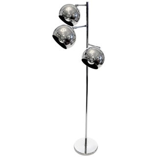 Three-Light Chrome Floor Lamp For Sale